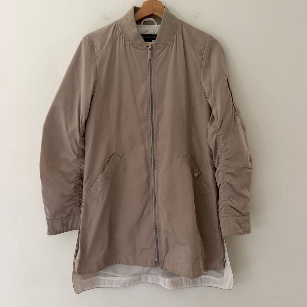French Connection Windbreaker Jacket Raincoat Tan Khaki Size Small Minimalist